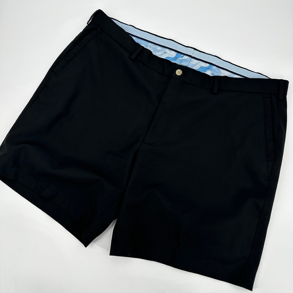 Peter Millar Black Performance Golf Shorts Size‎ 40 Solid Stretch Chino Luxury